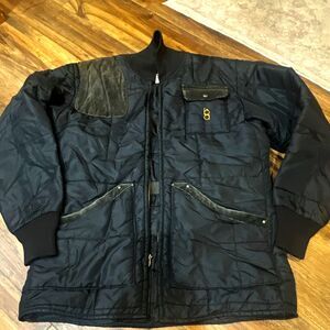 Bob Allen Men’s M Black Quilted Nylon Full Zip Jacket Stand-Up Collar Pockets